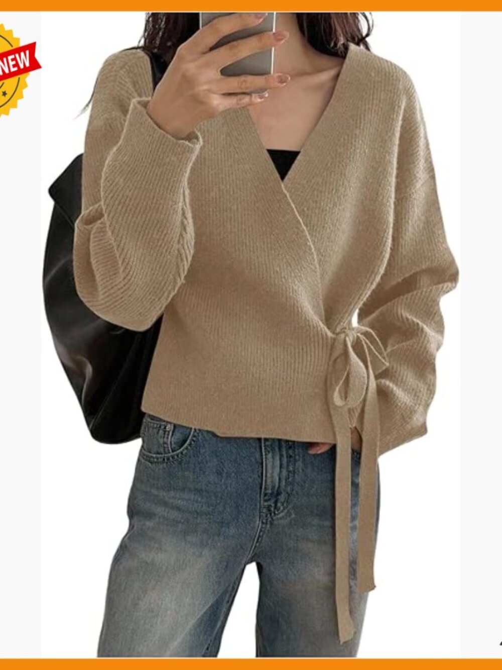 Soft Knit Wrap Cardigan Sweater Tie Front Long Sleeve Work Top